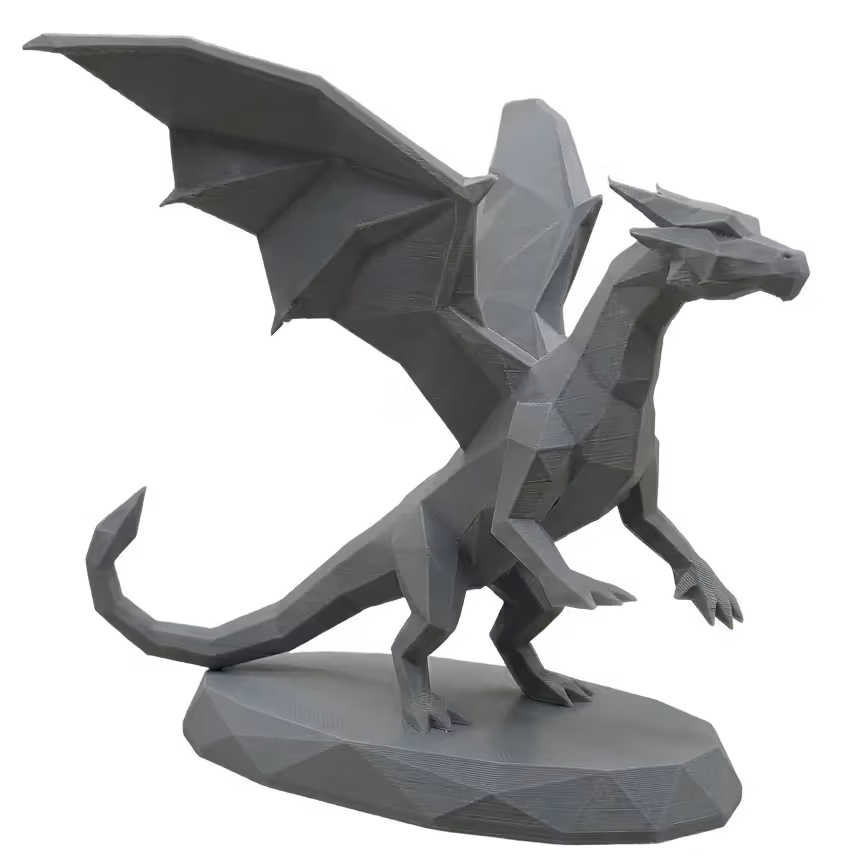 Figura de dragón impresa en 3D de bajo poligonaje