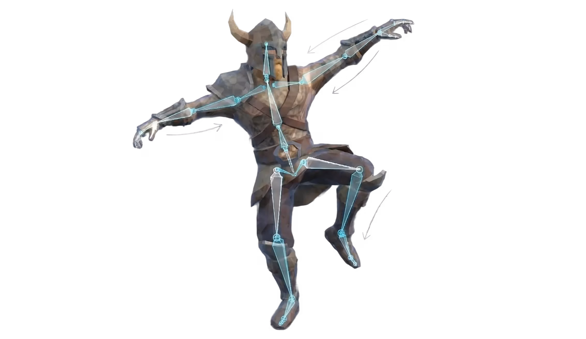 AI-generated character rig with an automatically fitted skeleton