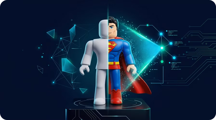 Texturizado por IA aplicado a un avatar de Roblox