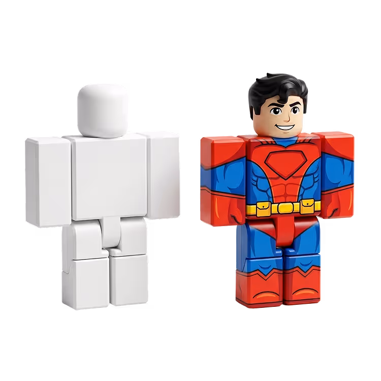 Untextured and textured 3D Roblox character