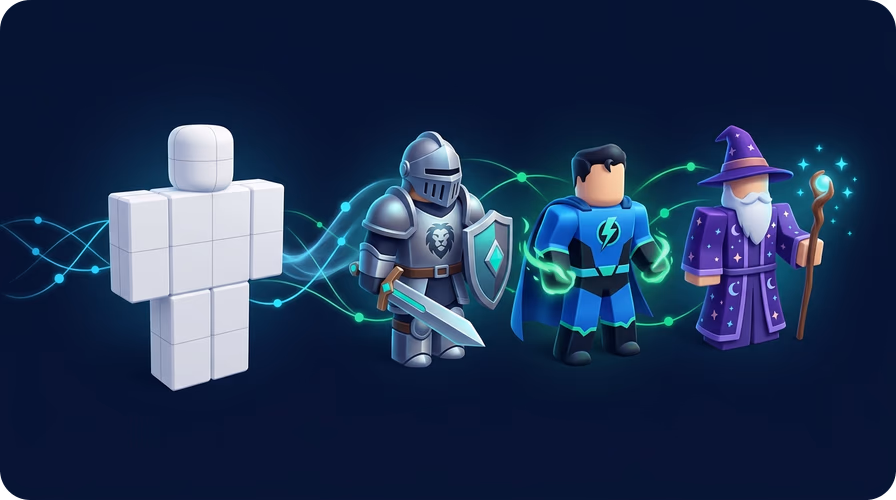 Retexturing iteration on a Roblox avatar