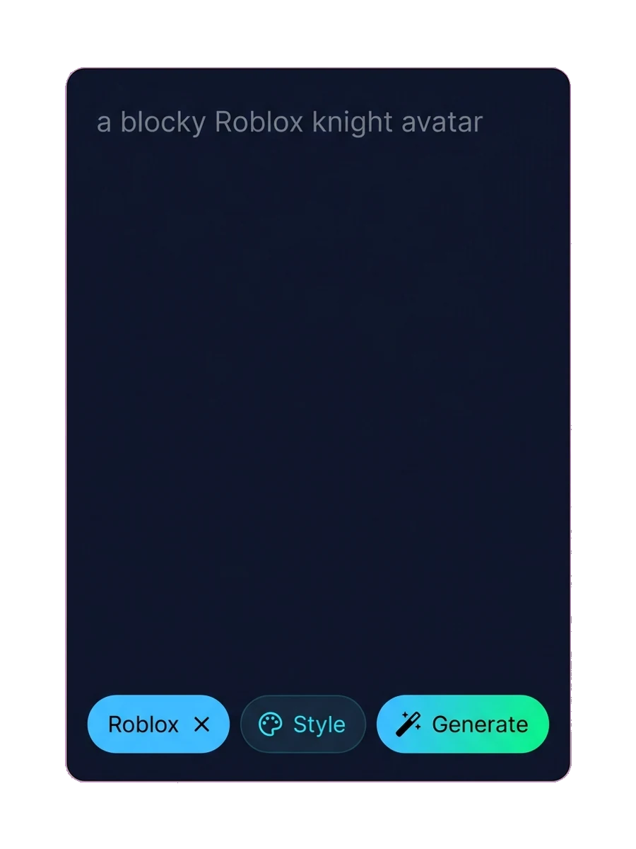 Typing a Roblox avatar prompt in Sloyd