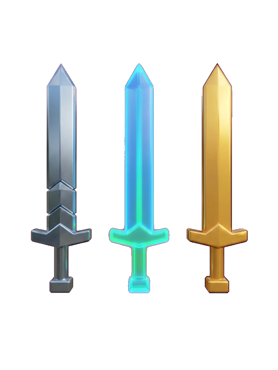 The same Roblox prop shown in different style finishes